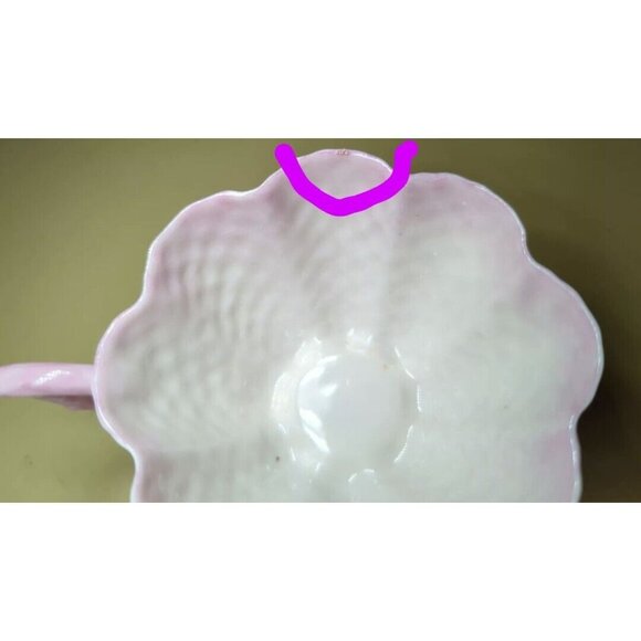 Antique Belleek 2nd Black Mark Pine Cone Tea Cup ONLY RARE Pink Porcelain - Picture 9 of 13